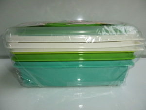 【新品】サンコー 3段ランチボックス ファミリーパック 弁当箱 保存容器 グリーン