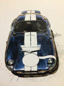 【正規品 絶版】Bowイラスト ポストカード シェルビー コブラ デイトナクーペ カーマガジン Shelby Cobra Daytona Coupe 絵葉書 旧車 絵