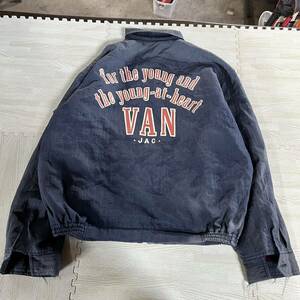 VAN JAC ヴィンテージ　昭和レトロ　ジャケット　ブルゾン　JACKET 古着　ネイビー　年代物　中キルティング　Y