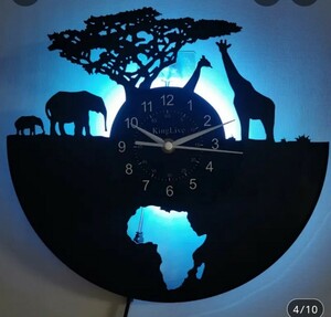 アフリカの野生動物壁時計