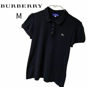 BURBERRY BLUE LABEL バーバリーブルーレーベル　半袖ポロシャツ　カットソー　黒　レディース　M　３８