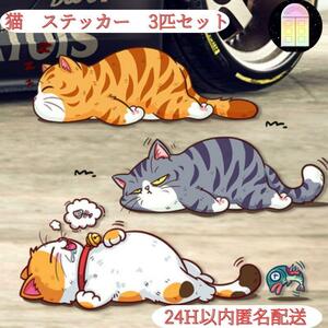 猫　車　 ステッカー おもしろ 　カーステッカー 　傷隠し　インテリア　かわいいネコのイラスト バイク 防水仕様 装飾 　ヘコミ対策 