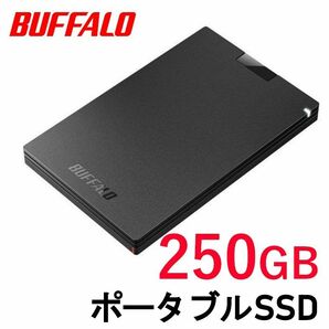 ■美品■BUFFALO　外付け ポータブル SSD　250GB　黒■Win/Mac/PS5対応 USB3.2　コンパクト/高速