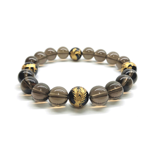 10mm four god . gold carving onyx × smoky quartz Power Stone bracele natural stone .. rise better fortune luck with money love . amulet blue dragon white .....