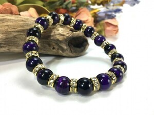  purple Tiger I Power Stone bracele 10mm men's * lady's ( long Dell : Gold ) better fortune .. beads breath 