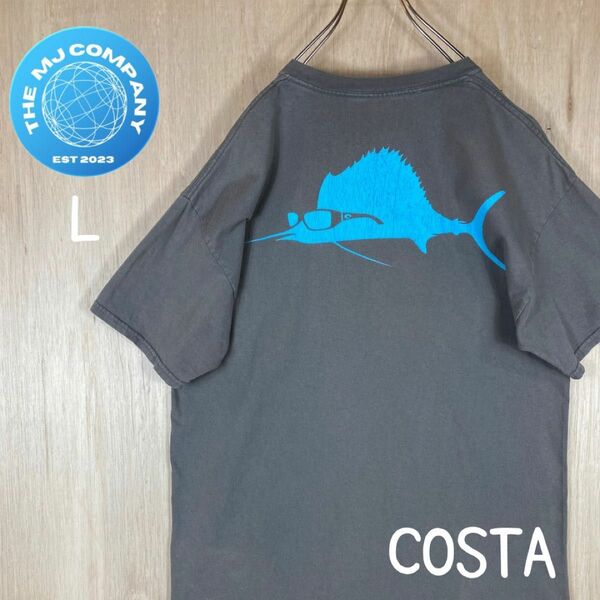 USA古着 COSTA FISH 魚プリント　半袖Tシャツ Lサイズ