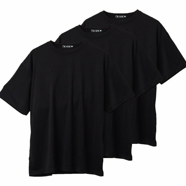 4Lサイズ 無地 Tシャツ ブラック ビッグサイズ 吸水速乾 3枚セット まとめ売り 大きいサイズ メンズ レディース ユニセックス 黒