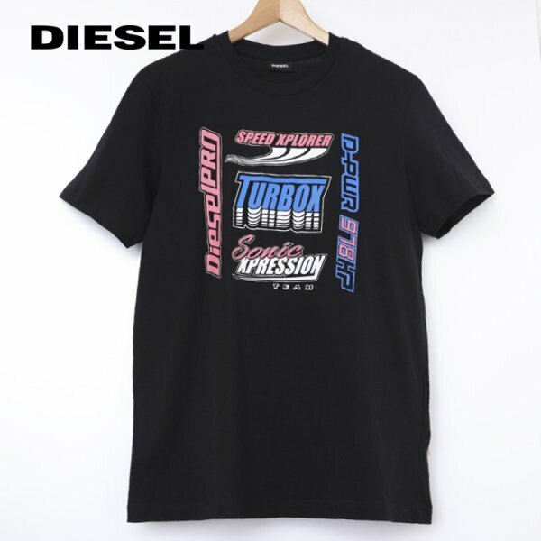 Sサイズ DIESEL ディーゼル Tシャツ ロゴ T-DIEGOS-K38 メンズ ブランド 黒 ブラック
