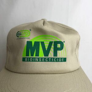 【アメリカ製】キャップ　トラッカーキャップ　MVP BIOINSECTICIDE 帽子 トラッカー ビンテージ 企業物 ベージュ