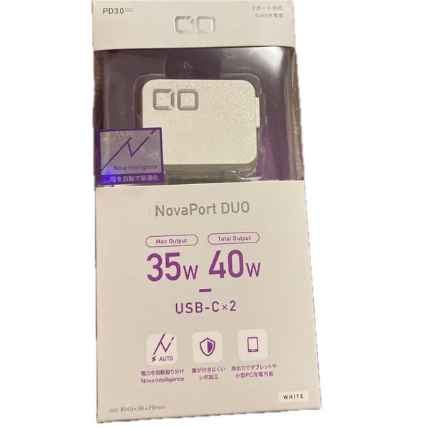 CIO 30W 2ポート GaN充電器 NovaPort DUO 30W CIO-G30W2C-WH (ホワイト)管理番号0