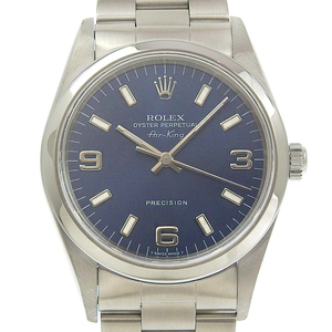 【本物保証】 箱付 新品同様 ロレックス ROLEX エアキング 14000 U番(1998年頃) 青文字盤 SS 2023/12 OH済 自動巻 34ミリ メンズ 腕時計