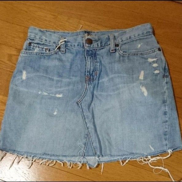 ダメージ デニム ミニスカート 古着 ダメージ加工