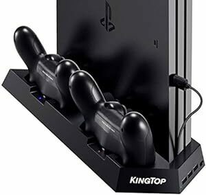 KINGTOP PS4用 放熱ファン付きスタンド コントローラー充電可能USBポート 3つ付き プレイステーション4全シリーズ対応