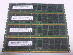 メモリ サーバーパソコン用 1.5V Micron PC3-14900R(DDR3-1866R) ECC Registered 16GBx4枚 合計64GB 起動確認済みです①