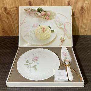 【10778P085】NARUMI BONE CHINA ナルミ ボーンチャイナ サーバー付き タルトセット バラ 薔薇 花柄 プレート ケーキ皿 お茶会 鳴海製陶