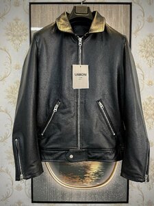  highest peak EU made & regular price 16 ten thousand *UABONI*yuaboni* leather jacket * France * Paris departure * highest grade sheep leather sheepskin mouton Rider's leather jacket L/48