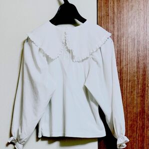 any FAM エニイファム 綿100 大きな襟のカットソー140 白 フリル