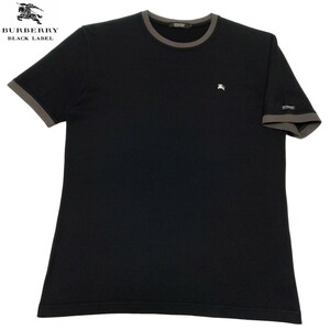  Burberry Black Label # задняя сторона Surf принт шланг вышивка / имя чёрный бирка 3(L) чёрный сделано в Японии короткий рукав футболка BURBERRY BLACK LABEL