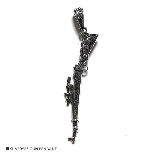 新品 シルバー925 ライフル ペンダント アクセサリー ネックレス 銃
