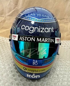F1 1/2サイズヘルメット　F.アロンソ直筆サイン入りFernando Alonso 2023 ラスベガスGP アストンマーティン Bell