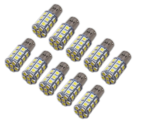 HK 24V LEDバルブ S25 1156 27連 5050 SMD 白 シングル BA15S(180°平行ピン） 10個セット