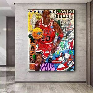 CHQ415# マイケルジョーダン　バスケットボール　NBA キャンバスプリントポスター　50×70cm インテリア　ポップアート　枠なし