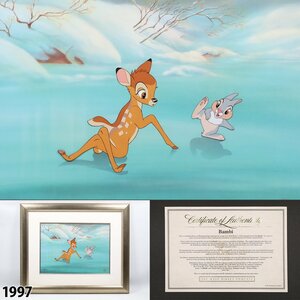 [ редкость ] цифровая картинка Bambi Bambi гравюра на дереве ED иметь 500 часть ограничение Disney рамка товар интерьер длина 51cm× ширина 62cm 1997