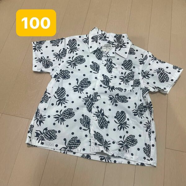 美品！！REDCHAP branshes 100 パイナップル　アロハシャツ　半袖　キッズ　シャツ