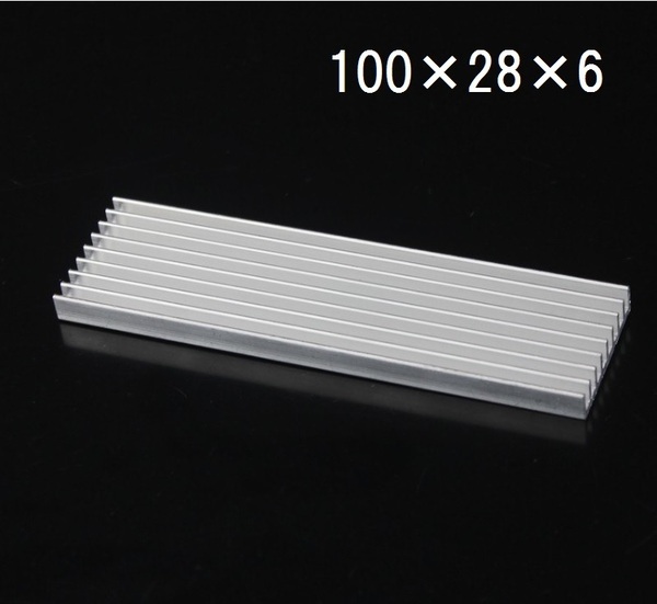 アルミ ヒートシンク 100mm×28mm×6mm 送料無料(空冷 冷却 放熱器 放熱板 伝熱 ラジエーター クーラー クーリング)