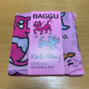新品未使用　バグゥ　BAGGU スタンダードエコバッグ　キースヘリング　ピンク