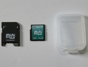 【中古】miniSDカード 128MB A-DATA製 SDカード変換アダプター付き プラスティックケース入り 完全データ消去済み