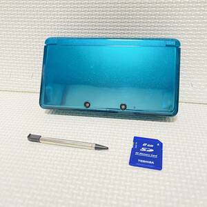 1 jpy * Nintendo 3DS aqua blue Nintendo nintendo CTR-001(JPN) SD memory 2GB touch pen blue emerald green 