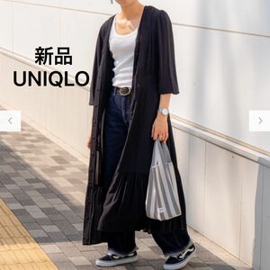 【新品】UNIQLO 7分袖フレアワンピース　定価3990円　Sサイズ