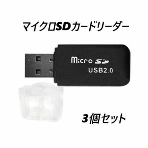 マイクロSDカードリーダー　USB2.0　ブラック 【3個】