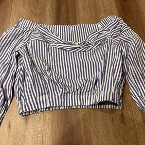 ZARA BASIC ザラベーシック ショート丈 ストライプ シャツ