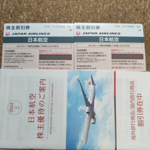 JAL 日本航空　株主優待券有効期限2024年6月1日～2025年11月30日までのご搭乗分2枚セット売りです。