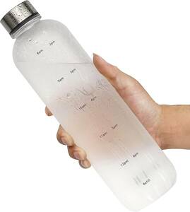 MYEEDA flask 1l time marker attaching water bottle 1000ml water flask 1 liter water bottle memory attaching . flask 