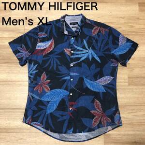 【送料無料】TOMMY HILFIGERボタンダウン半袖シャツ　総柄　メンズXLサイズ　トミーヒルフィガーアロハシャツ