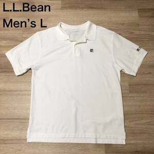 【送料無料】L.L.Bean半袖 ポロシャツ 白　メンズLサイズ　エルエルビーンアウトドア登山