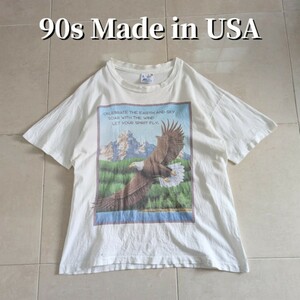 90s USA製　イーグル　アニマル Human-i-Tees Tシャツ シングルステッチ　M