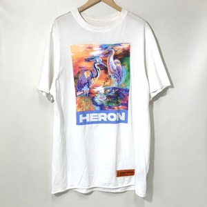 HERON PRESTON Tシャツ Birds Colors Printed TEE 半袖 カットソー 刺繍 プリント 古着 Sサイズ ヘロンプレストン トップス A10460◆