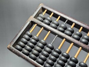 木造 古い算盤 中国 幅約34.5cm / 置物 擺件 唐物 人間国宝 李朝 高麗 古玩 古董