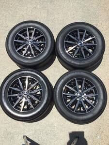 ★美品ホイール★ポリッシュアルミホイールセット 16×6.5J+38 114.3-5H YOKOHAMA BluEarth RV02 215/65R16 95H 中古品4本