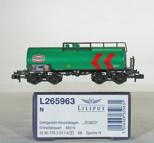 LILIPUT #265963 ＤＢ（旧西ドイツ国鉄） ４８０ｈｌボギー私有タンク社 ＴＥＸＡＣＯ所有　　ダークグリーン 