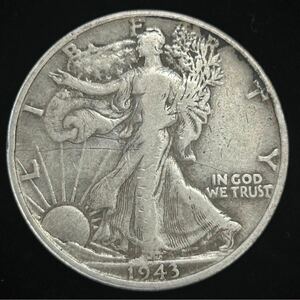 アメリカ 銀貨 リバティコイン ウォーキングリバティ 1943年 50セント ハーフダラー HARF DOLLAR 古銭 硬貨 0y ③