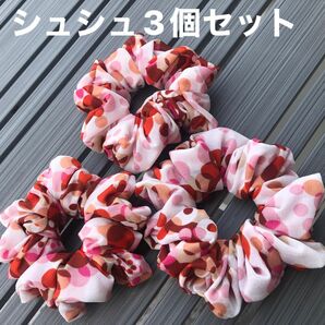 ハンドメイド　シフォン生地　シュシュ　まとめ売り　ピンク系　お揃い　夏フェス