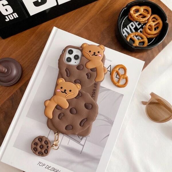 【iPhone15】スマホケース スマホカバー クマ クッキー くま シリコン