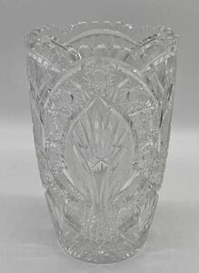 【い-6-30-80】BOHEMIA フラワーベース 花瓶 高26cm 工芸品 クリスタルガラス 切子 カットガラス 中古品