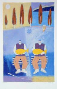 ポーラ・マッカードル (Paula McArdle)“Two fisherman” オリジナル・シルクスクリーン 直筆サイン