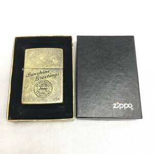 ZIPPO ジッポー オイルライター Jeep U.S.A ゴールド系 着火未確認 ジャンク 箱付き